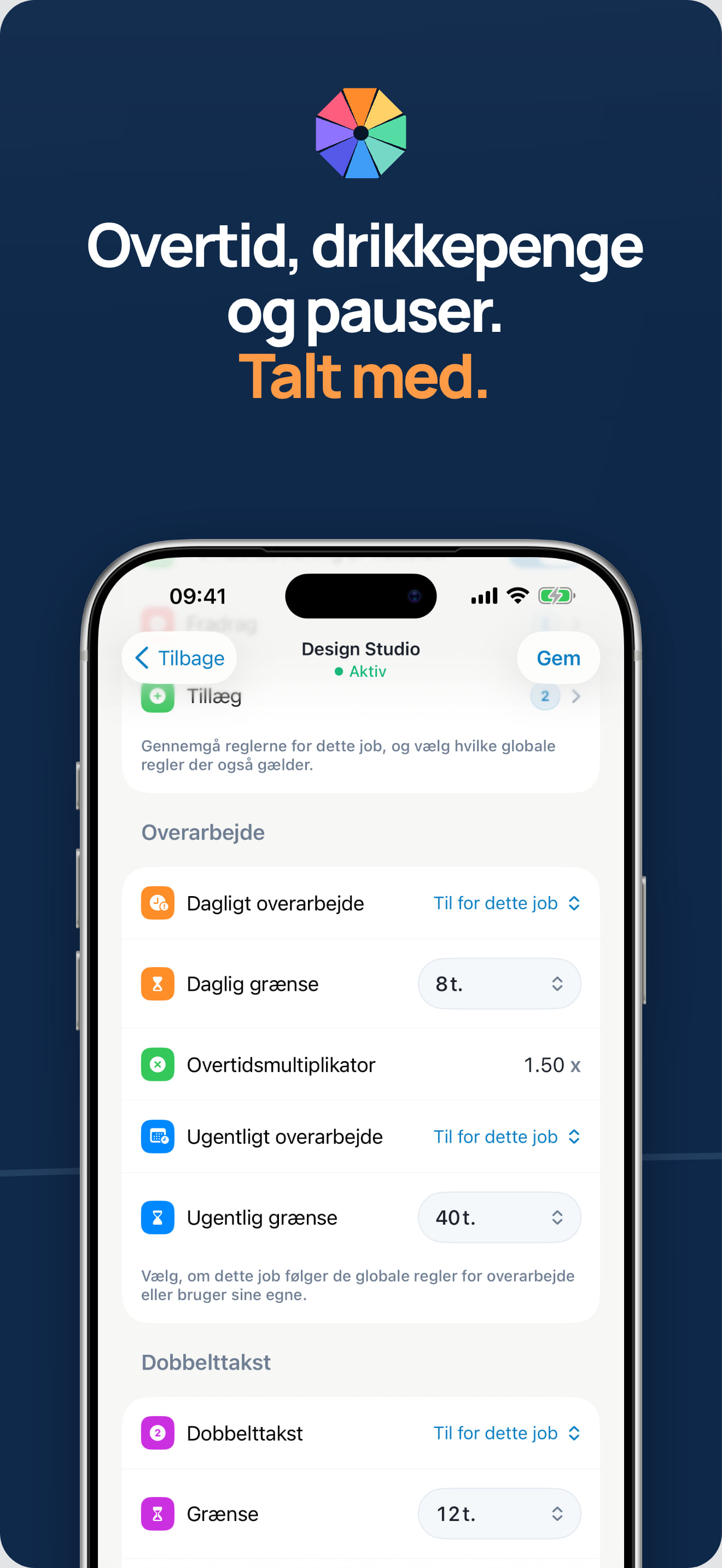 App til overtidstracking og beregning af dobbelt overtid