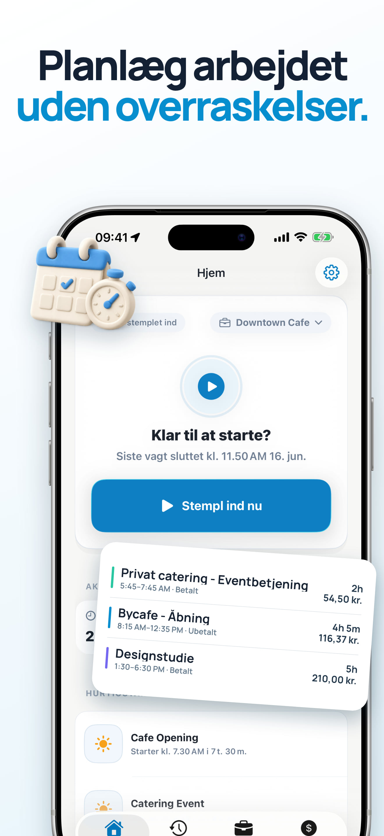App med vagtskabeloner til gentagne arbejdstider