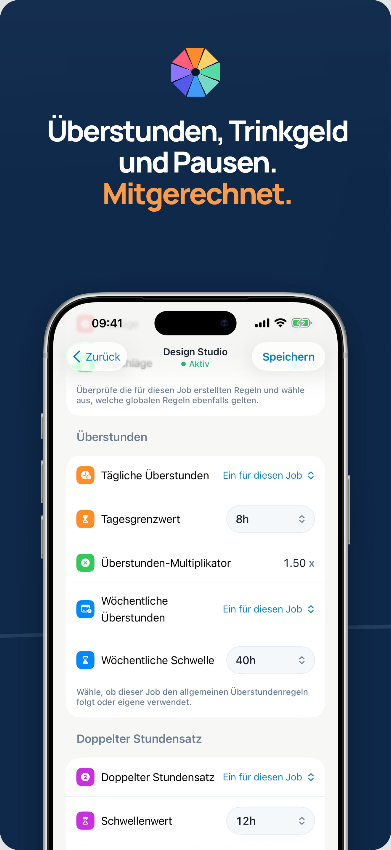 Überstunden und Arbeitszeit zum doppelten Satz erfassen