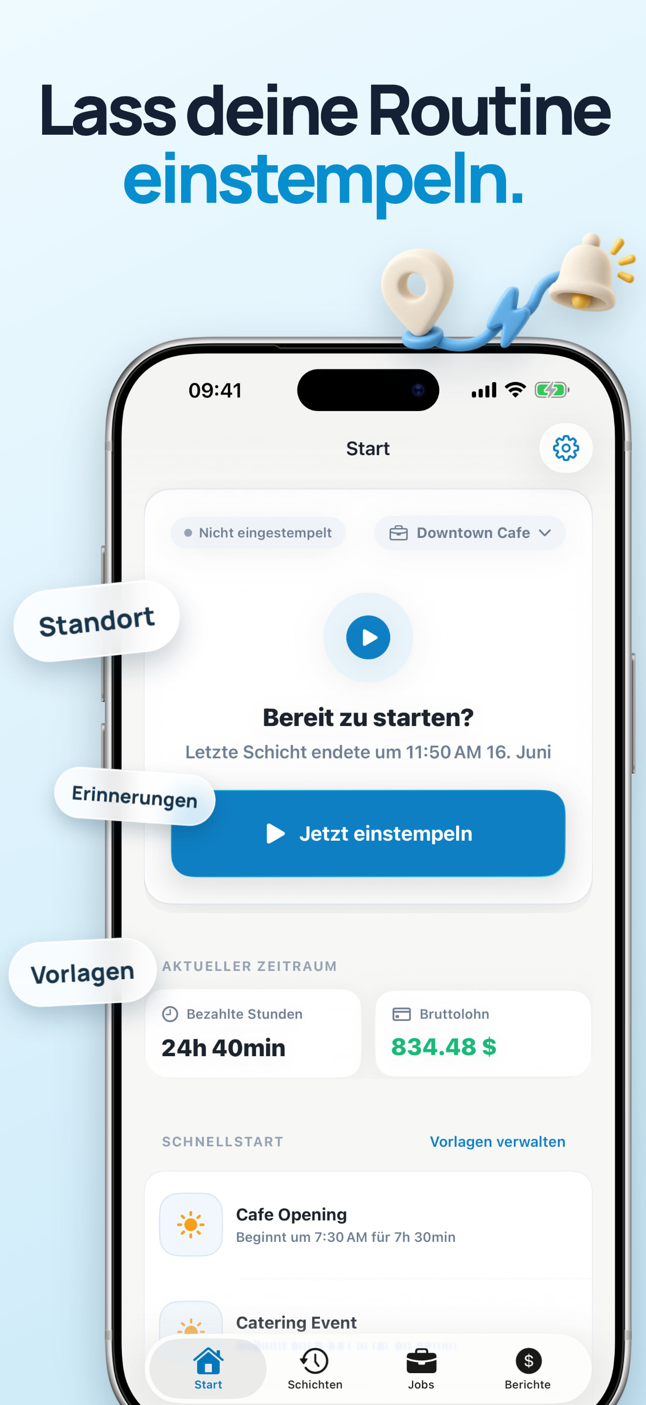 Automatisches Ein- und Ausstempeln nach Standort