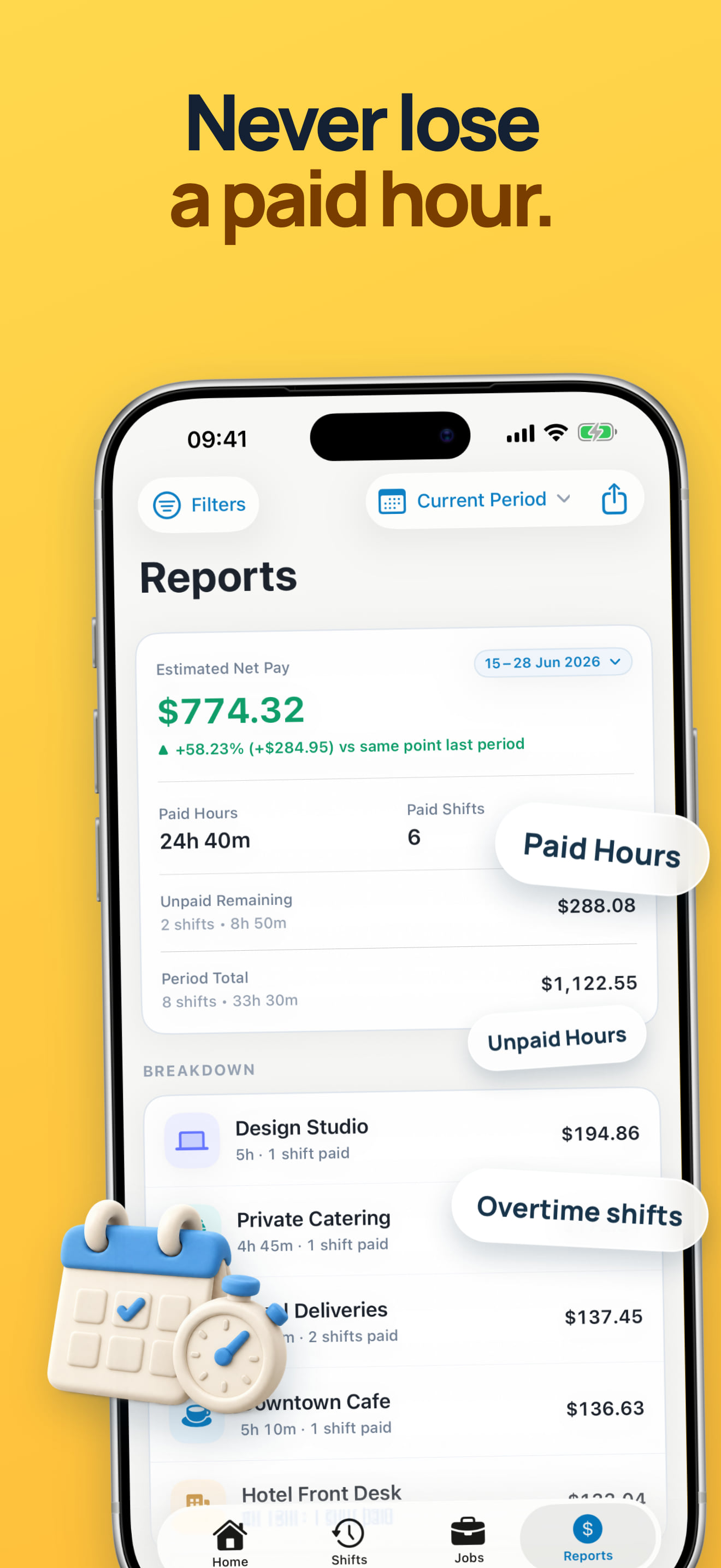 Work Hours Calendar and Shift History App