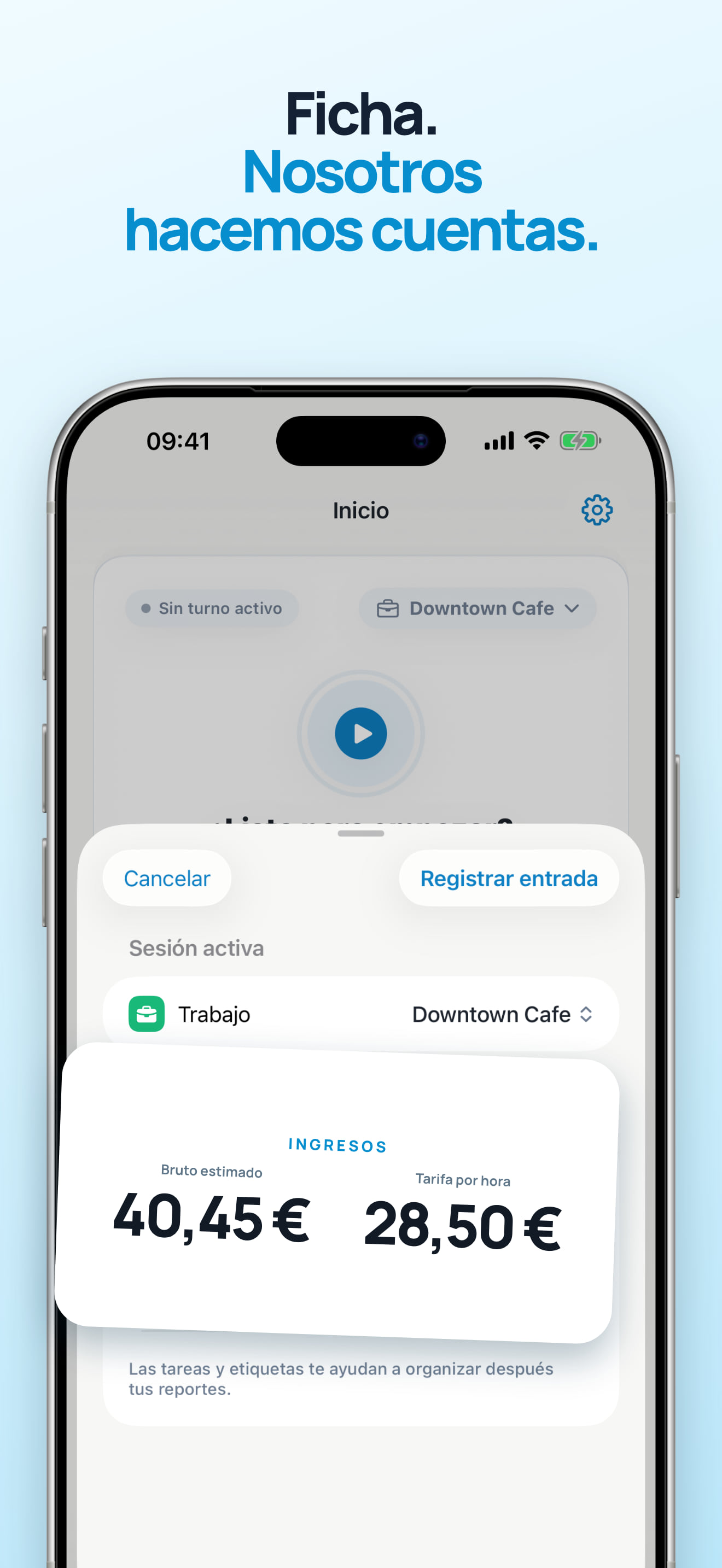 Control de turno activo con pausa y reanudación