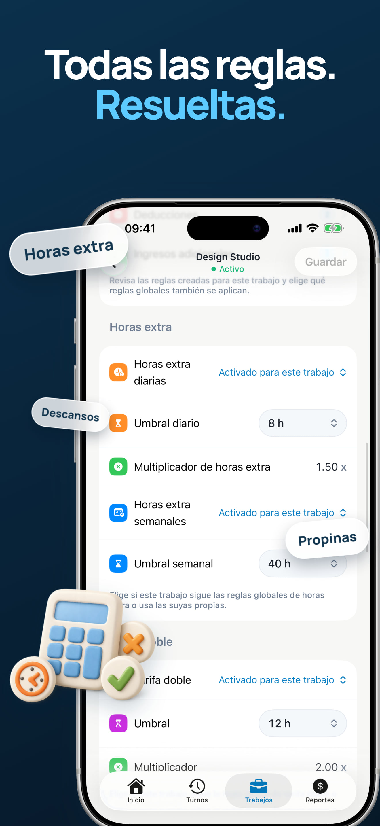 Control de horas extra y doble tarifa