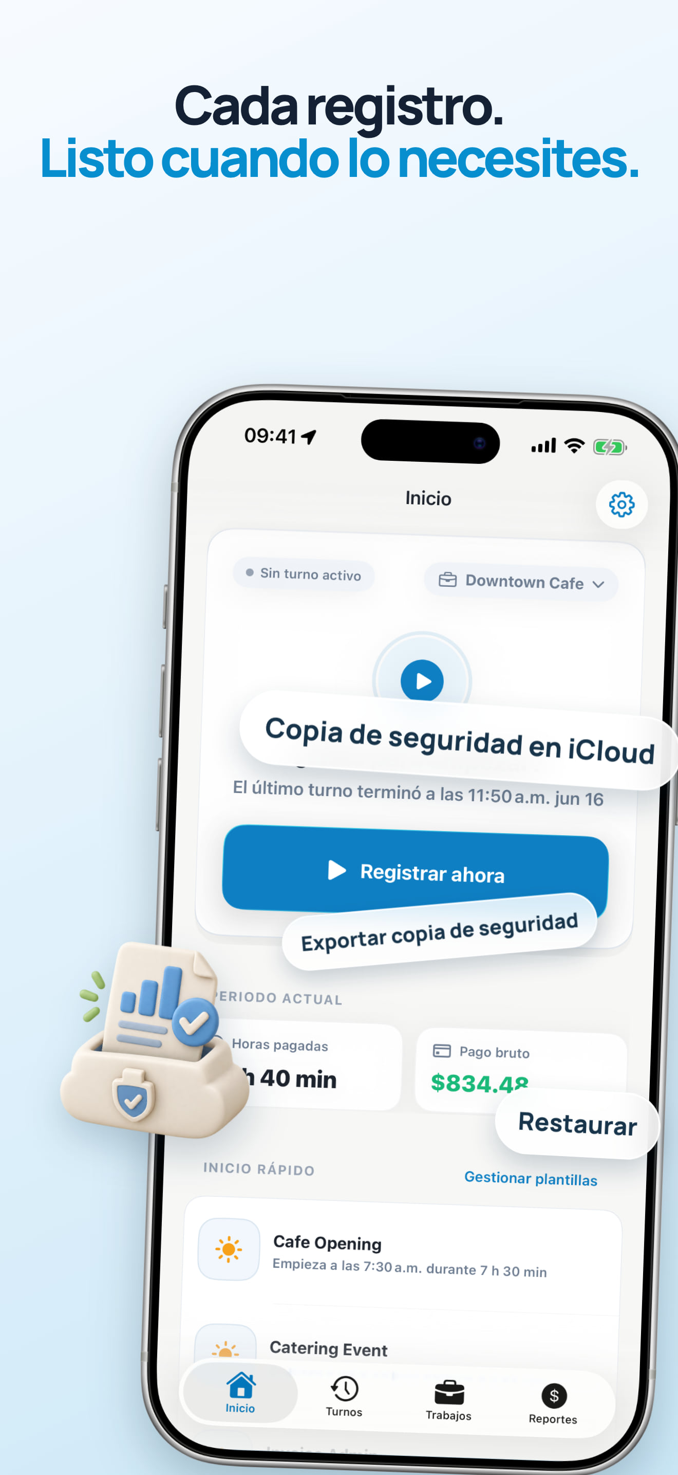 Control de horas con iCloud para iPhone y iPad