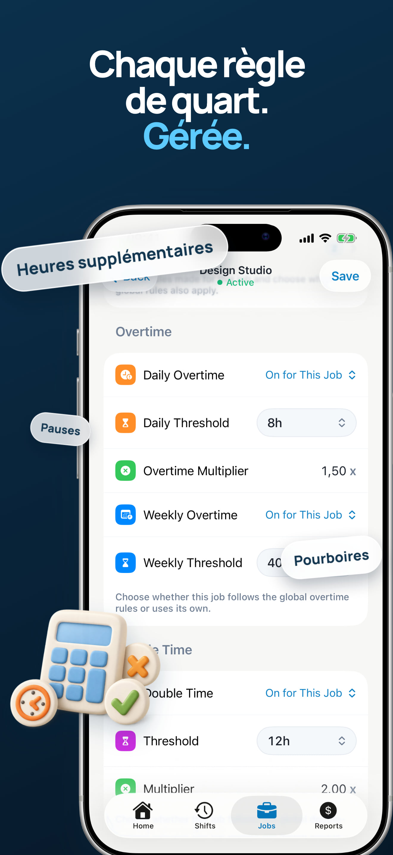 Application de calcul des heures supplémentaires et du temps double
