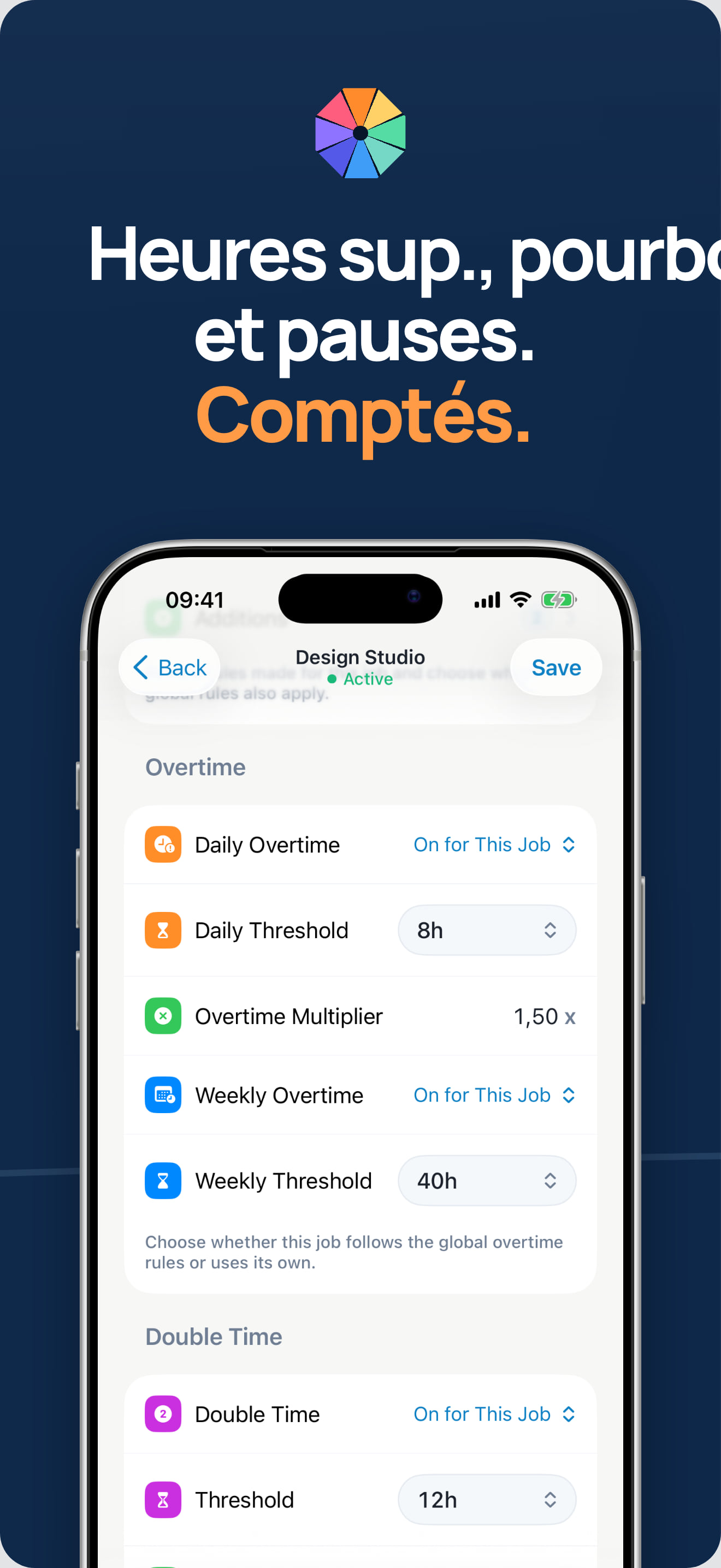 Application de calcul des heures supplémentaires et du temps double