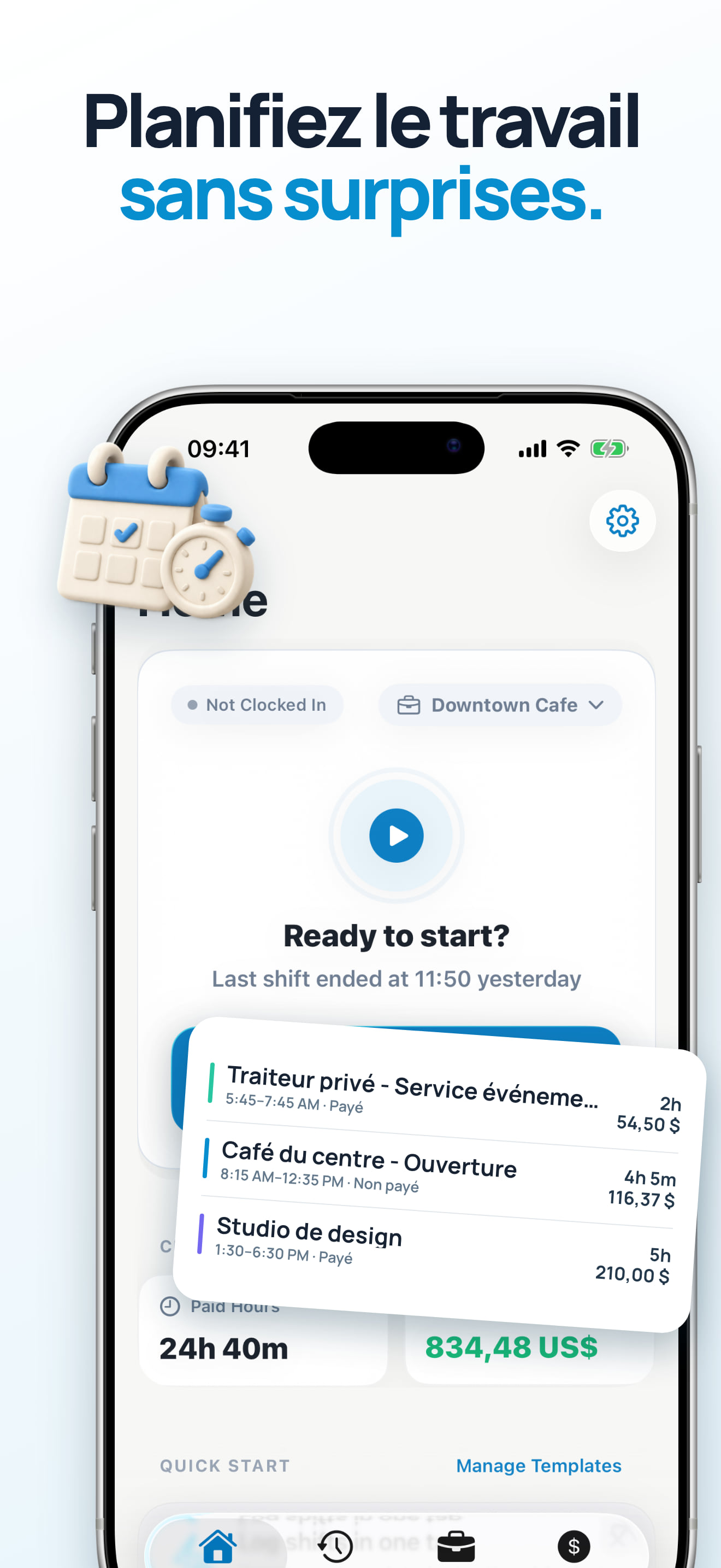 Application de gabarits de quart pour les horaires de travail récurrents