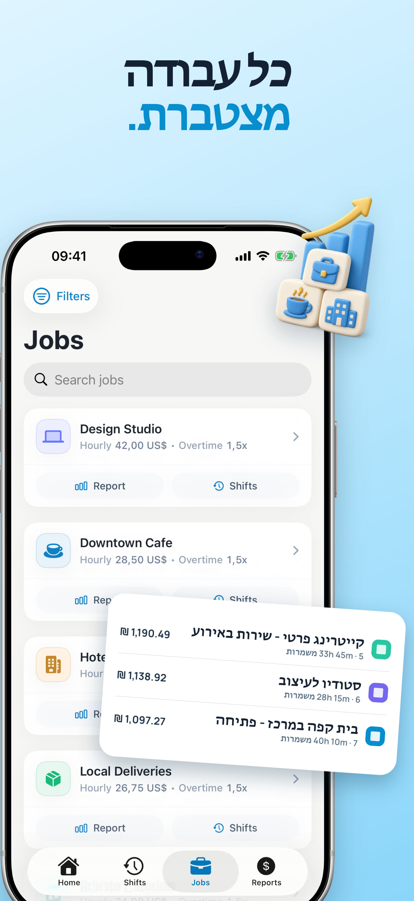 לוח סיכום שכר לשעות שעבדתם