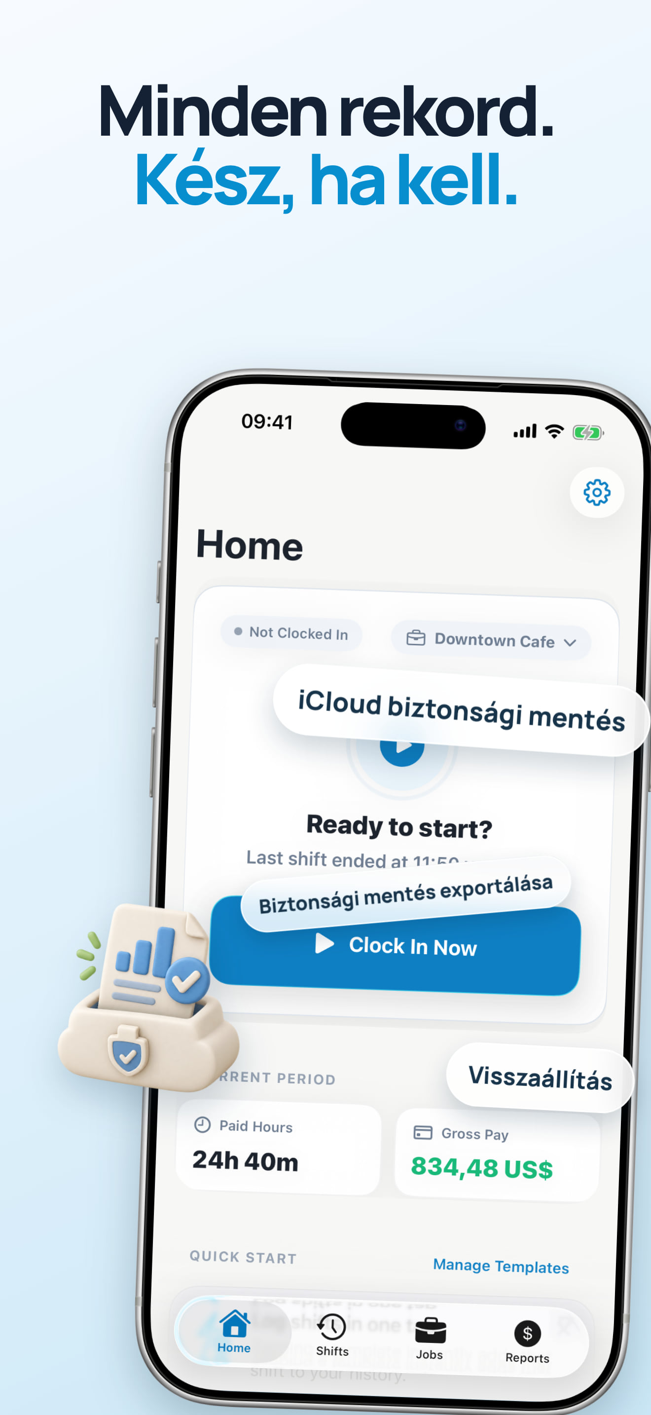 Munkaidő-mentés exportáló és importáló alkalmazás