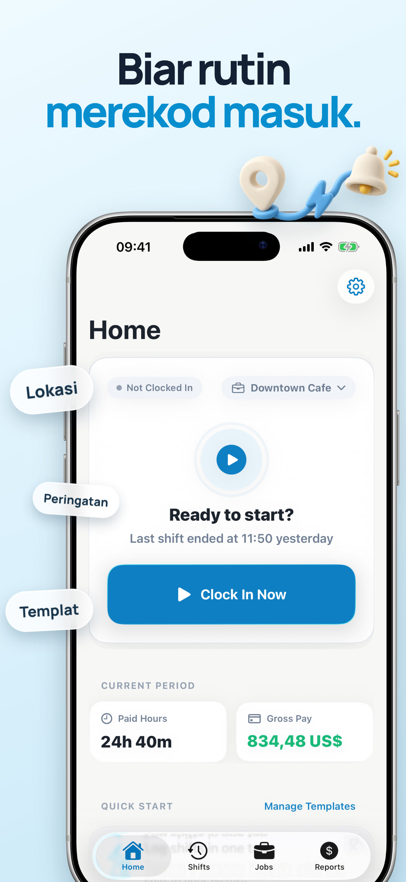 Aplikasi Daftar Masuk Automatik Mengikut Lokasi untuk iPhone