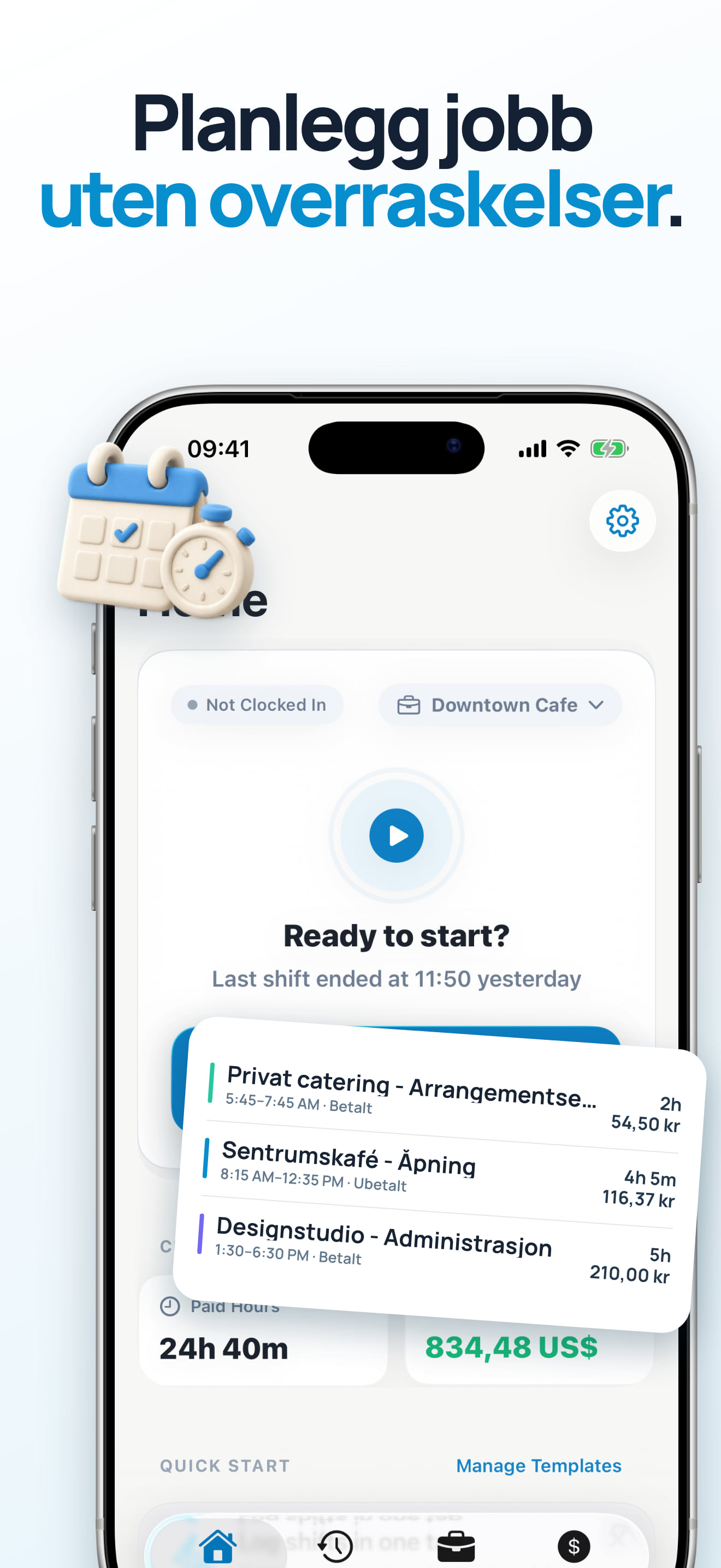 App med vaktsmaler for gjentakende arbeidstid