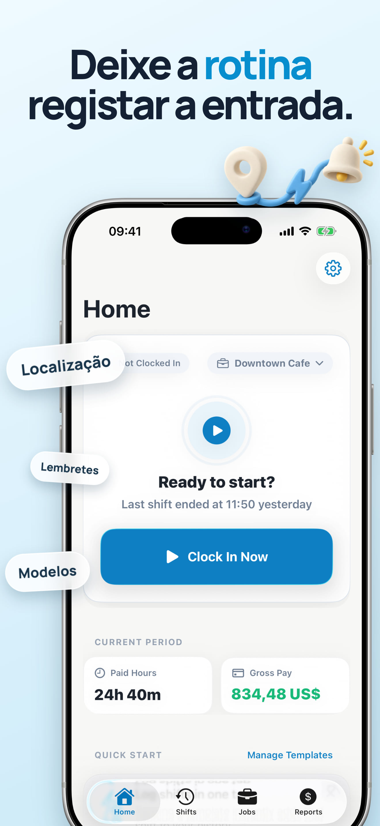 Aplicação de Ponto Automático por Localização para iPhone