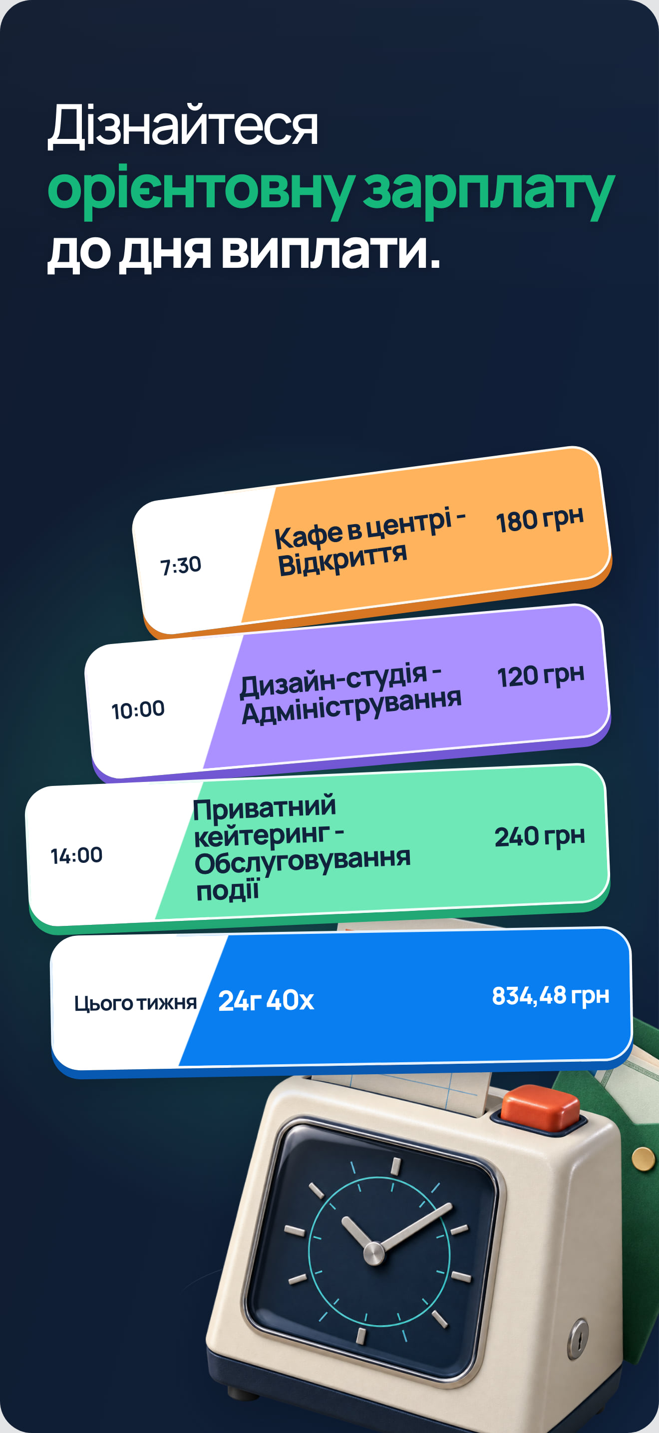 Застосунок для розрахунку погодинної оплати й понаднормових
